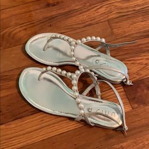 silver pearl unisa sandals